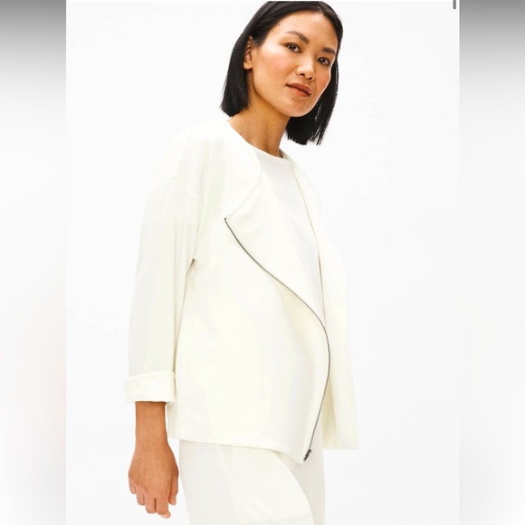 Eileen Fisher Flex Tencel Ponte Round Neck Jacket - Picture 1 of 8